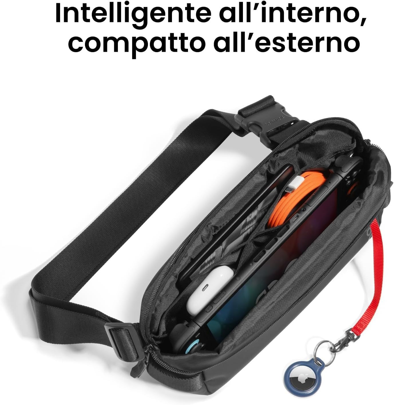 tomtoc Explorer T21 Sling Bag 3L Nera Uomo EDC iPad Mini Switch Antifurto