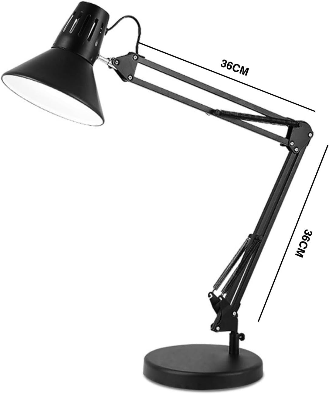 Lampada Scrivania E27 Braccio Snodato Regolabile Metallo Nero Ufficio Studio
