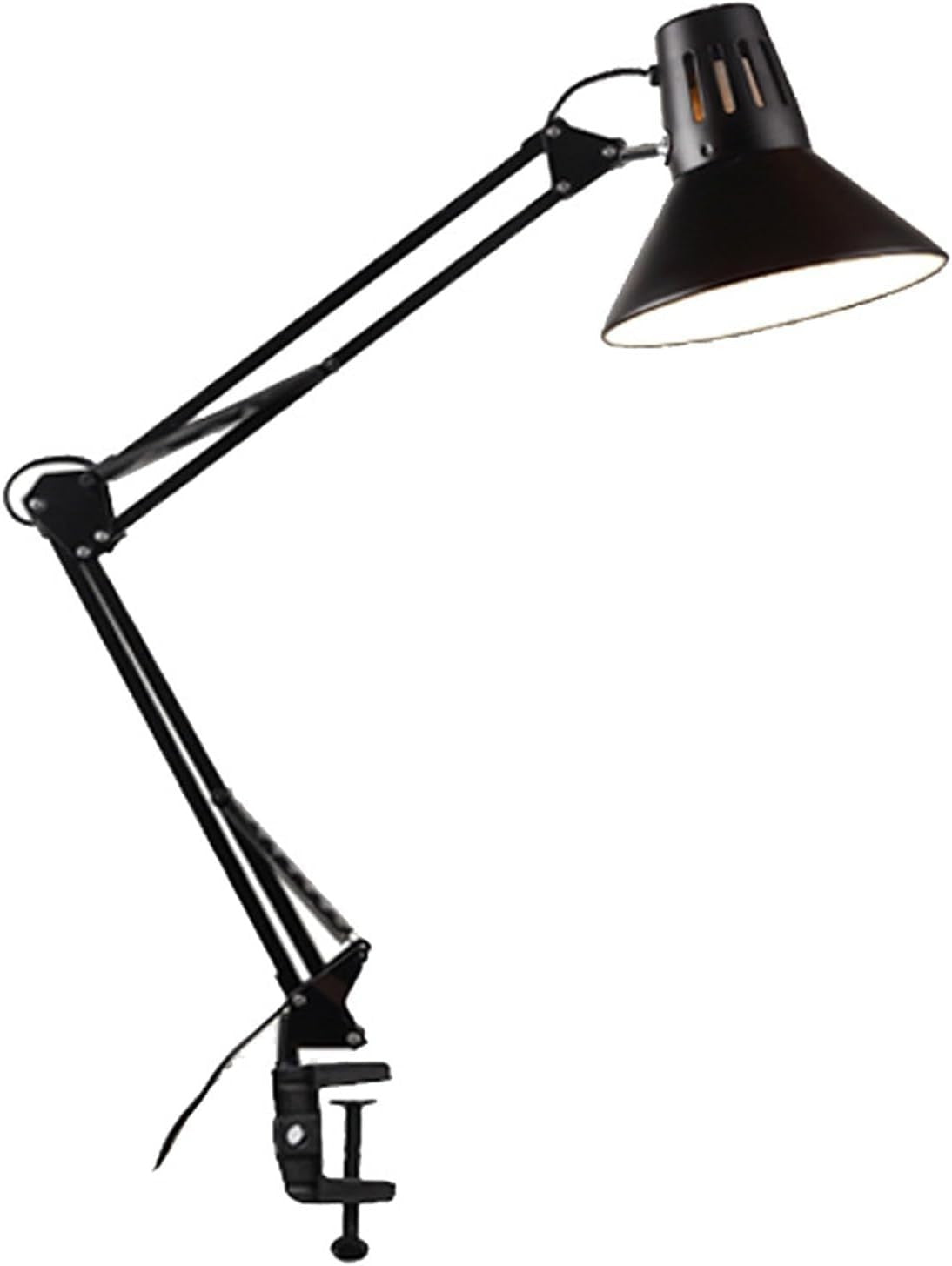 Lampada Scrivania E27 Braccio Snodato Regolabile Metallo Nero Ufficio Studio