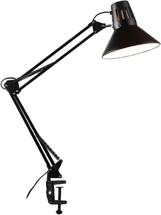 Lampada Scrivania E27 Braccio Snodato Regolabile Metallo Nero Ufficio Studio