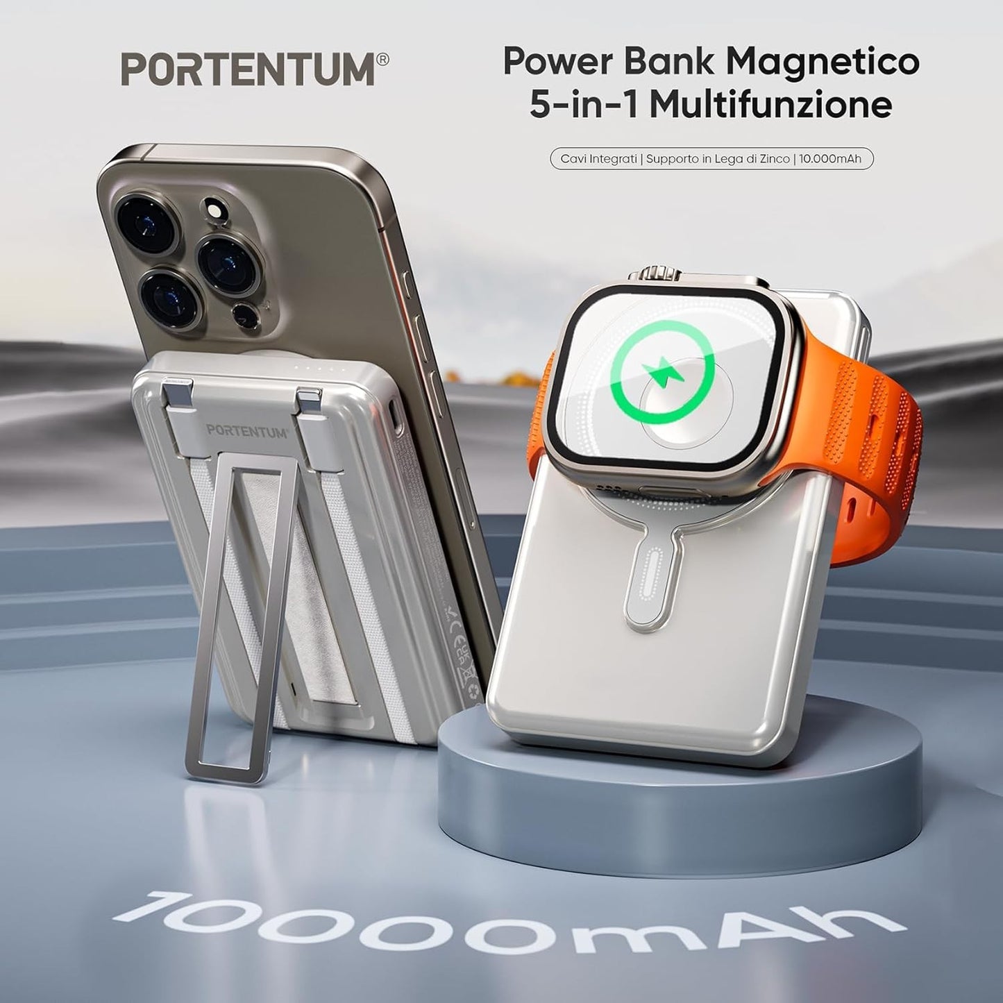 Power Bank MagSafe 10000mAh 5in1 20W Qi 15W USB-C per Apple Watch
