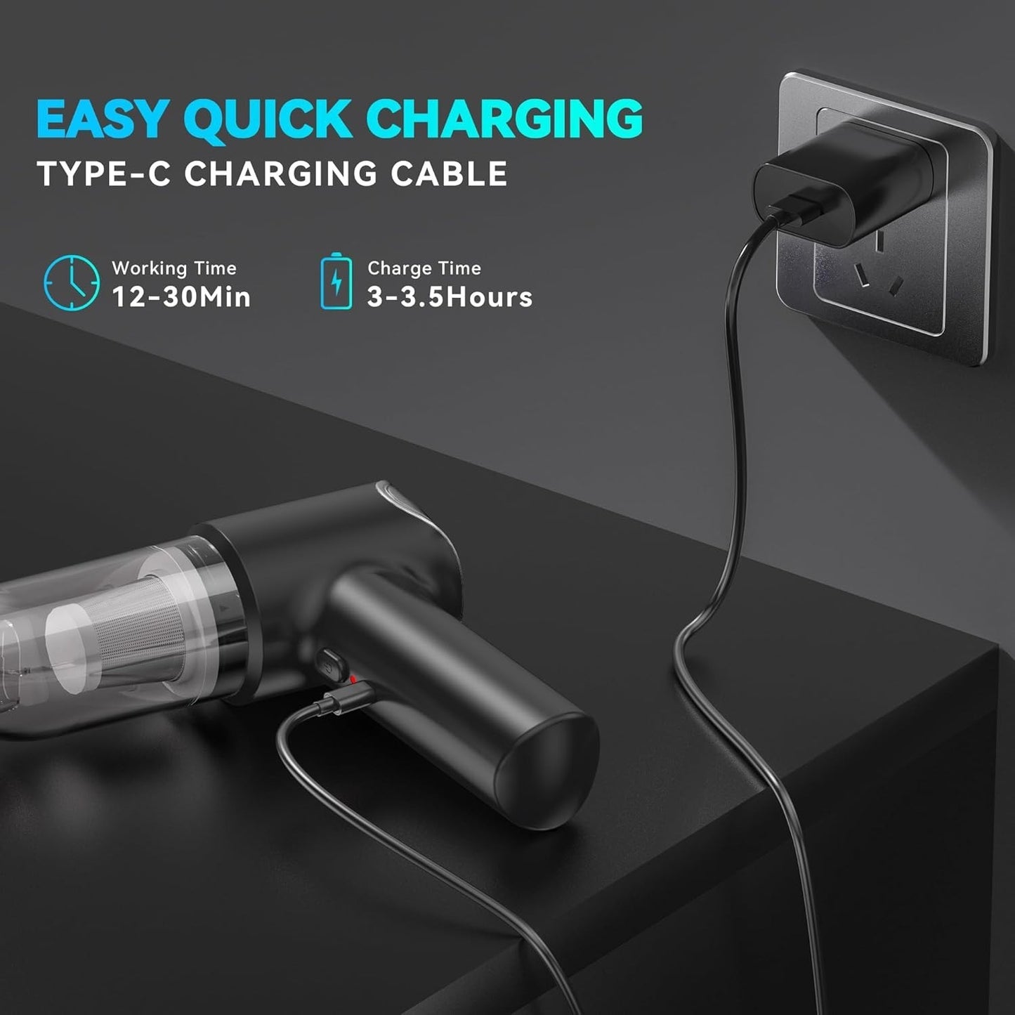 Aspirapolvere Auto Senza Fili 21000Pa 4in1 USB-C HEPA Accessori Portatile bricio