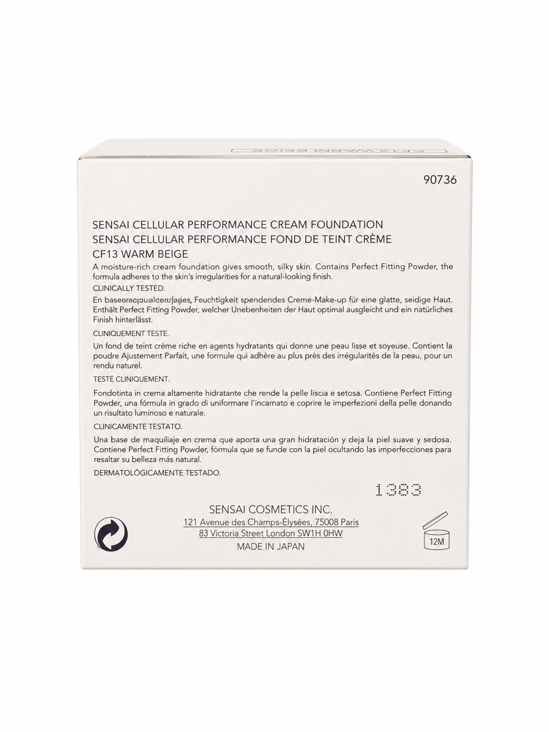 SENSAI Cellular Performance Fondotinta Crema CF13 Warm Beige SPF15 30ml Anti Età
