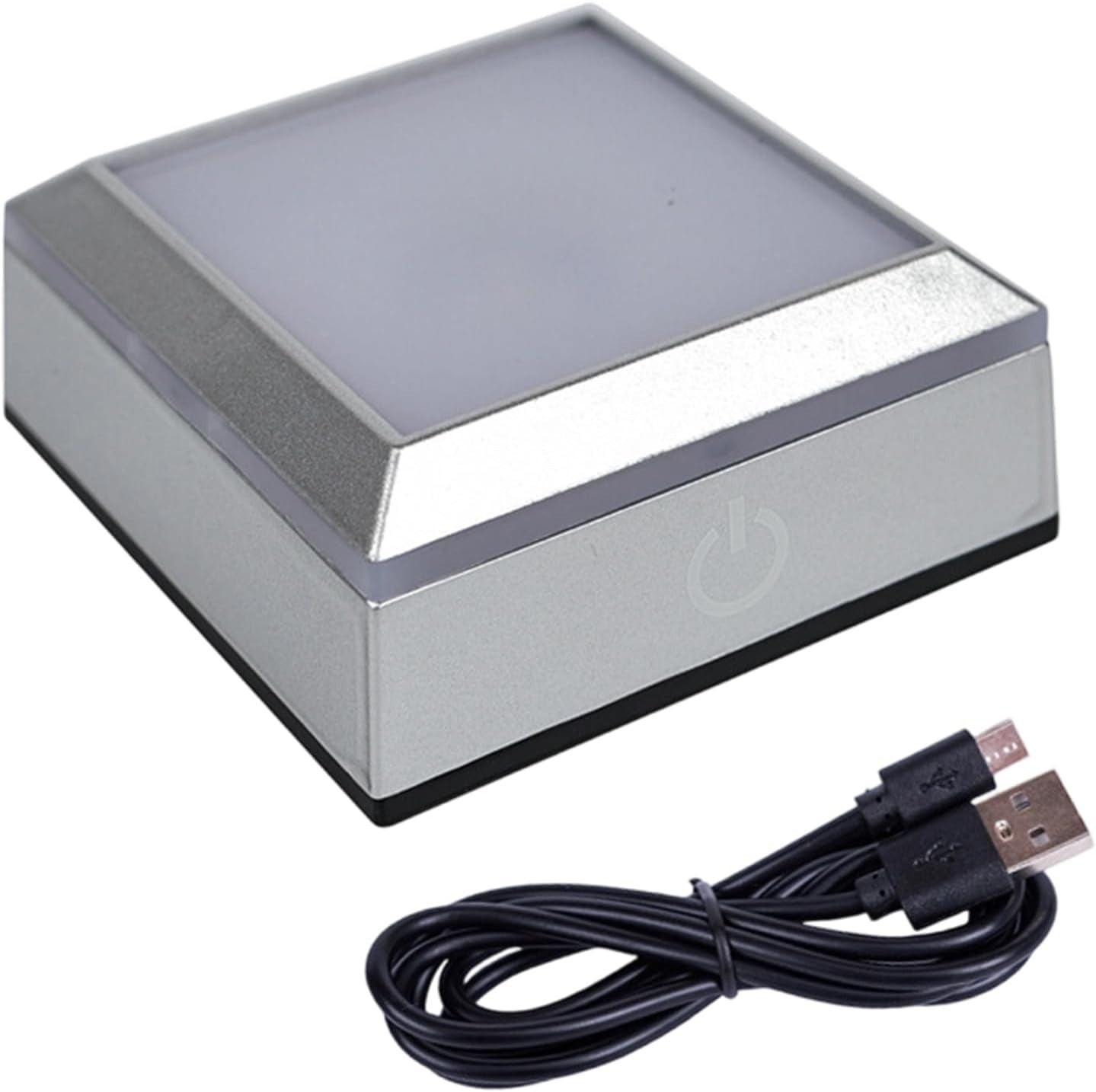 Base Espositore LED per Gioielli Effetto Cristallo Touch Dimmerabile RGB Argento