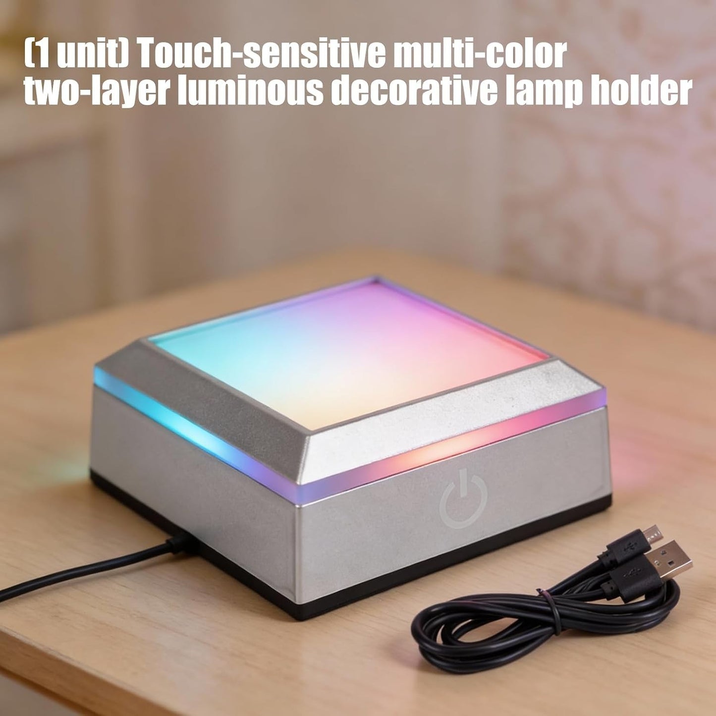 Base Espositore LED per Gioielli Effetto Cristallo Touch Dimmerabile RGB Argento