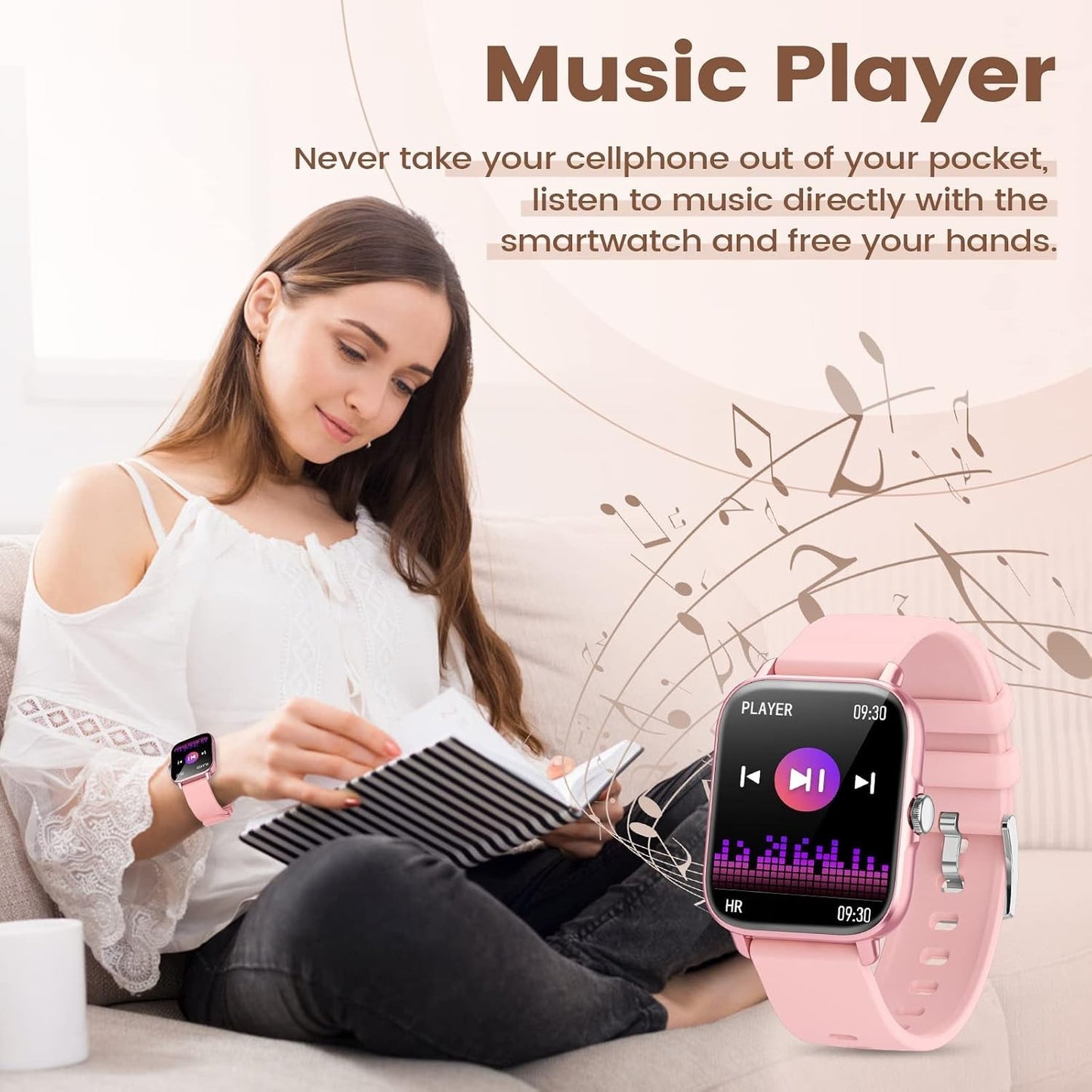 Smartwatch Donna 1,7" Chiamate Bluetooth SpO2 Cardio Sonno 28 Sport IP67 Rosa HD