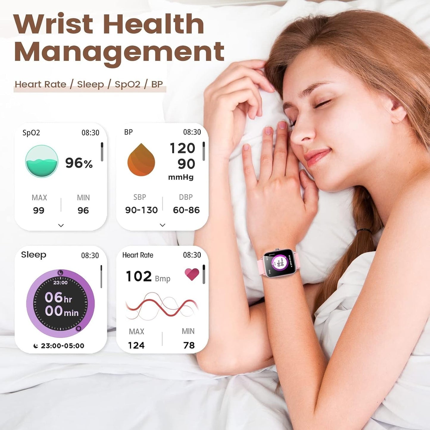 Smartwatch Donna 1,7" Chiamate Bluetooth SpO2 Cardio Sonno 28 Sport IP67 Rosa HD
