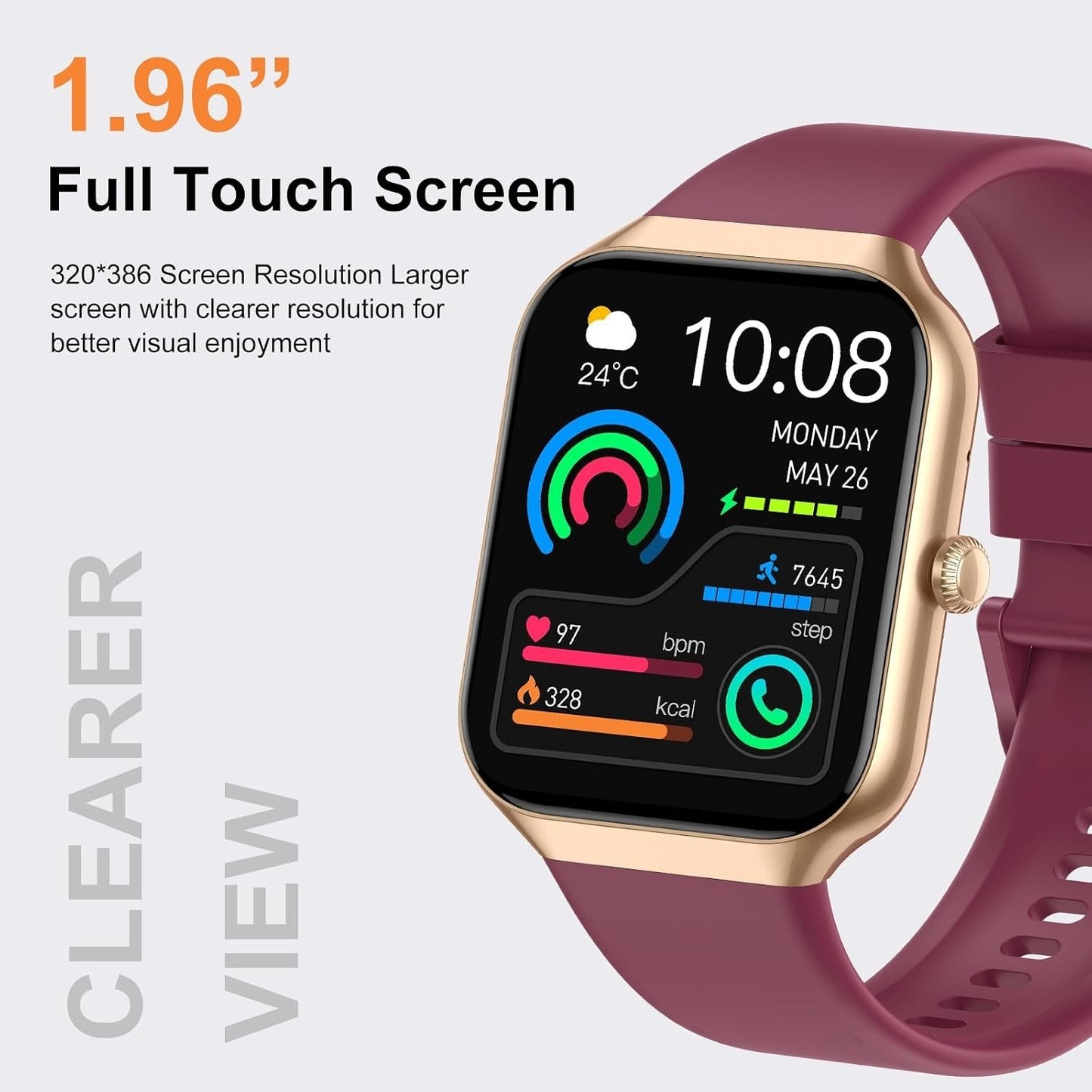 HOIFA P98 Smartwatch Uomo Donna 1,96" Chiamate SpO2 Cardio Sonno 113+ Sport IP68