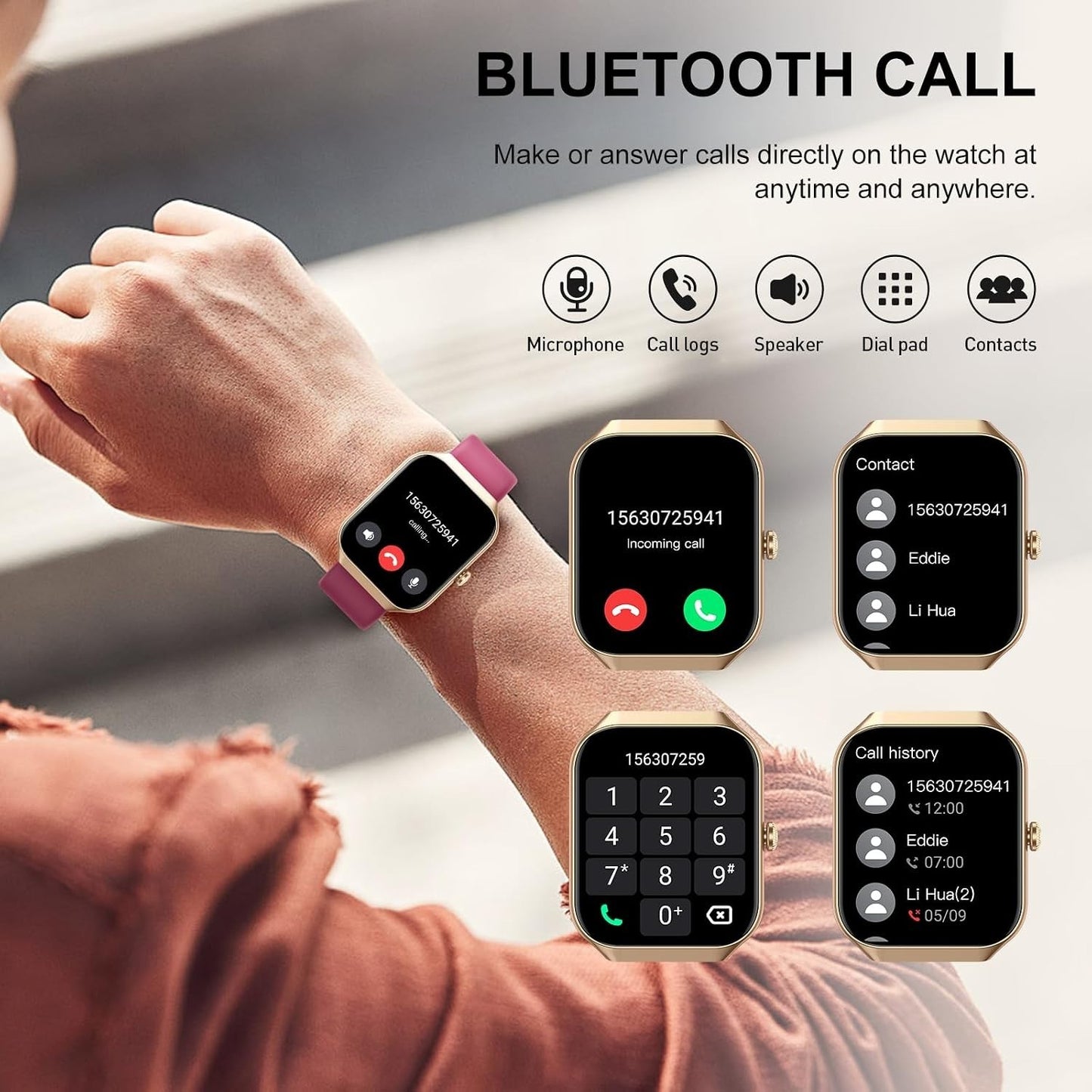 HOIFA P98 Smartwatch Uomo Donna 1,96" Chiamate SpO2 Cardio Sonno 113+ Sport IP68