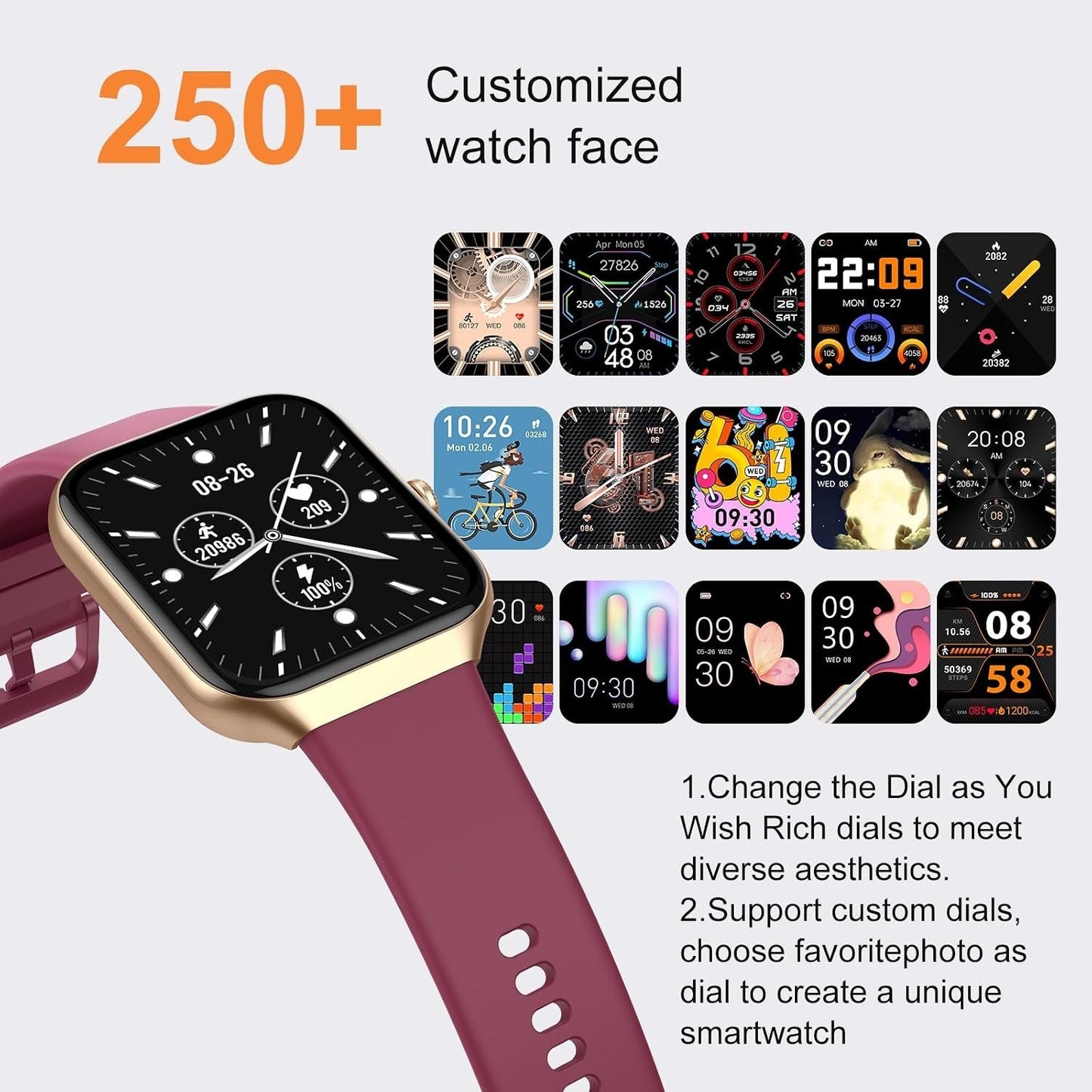 HOIFA P98 Smartwatch Uomo Donna 1,96" Chiamate SpO2 Cardio Sonno 113+ Sport IP68