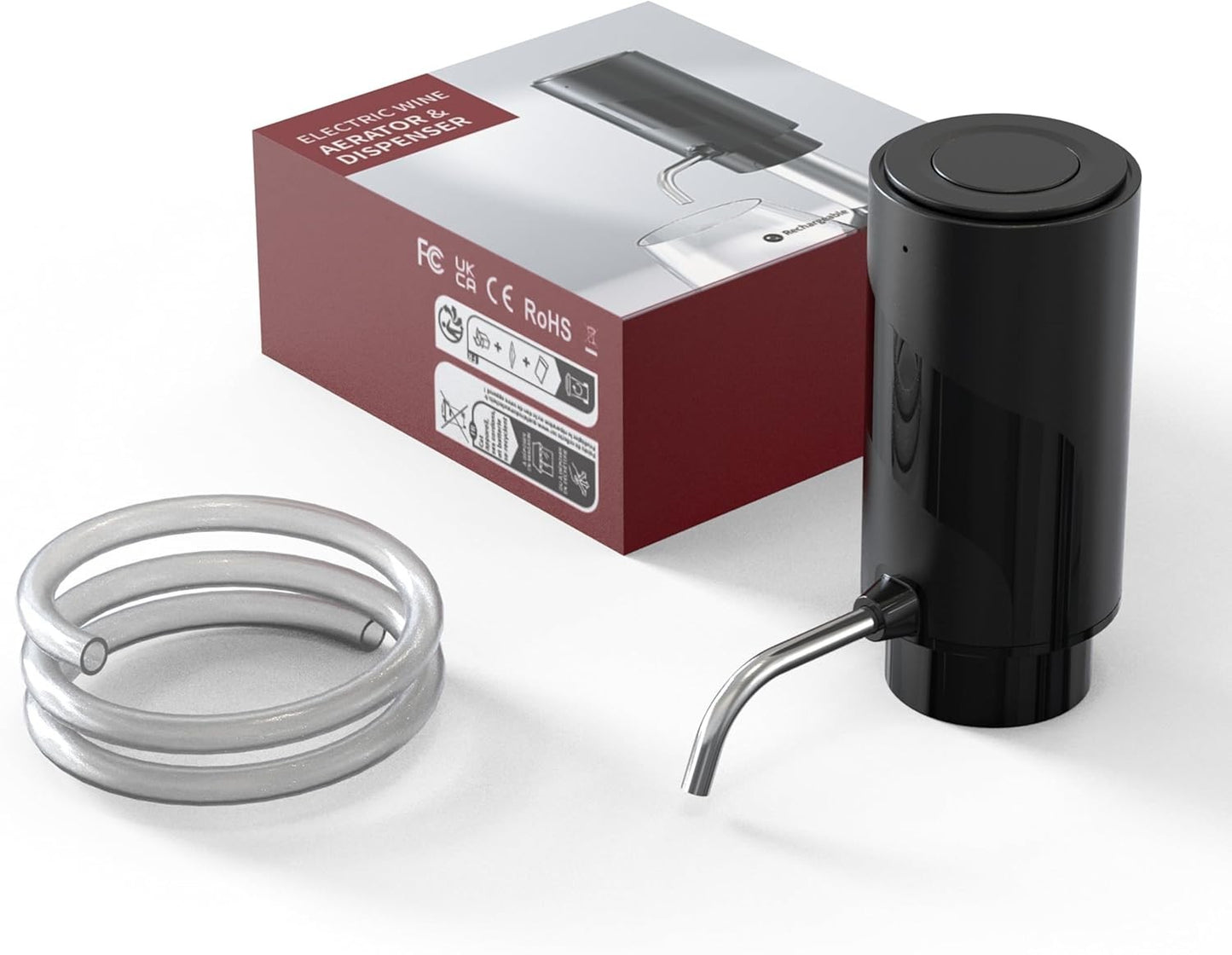 Aeratore Versatore Vino Elettrico USB-C Ricaricabile Dispenser Automatico Nero
