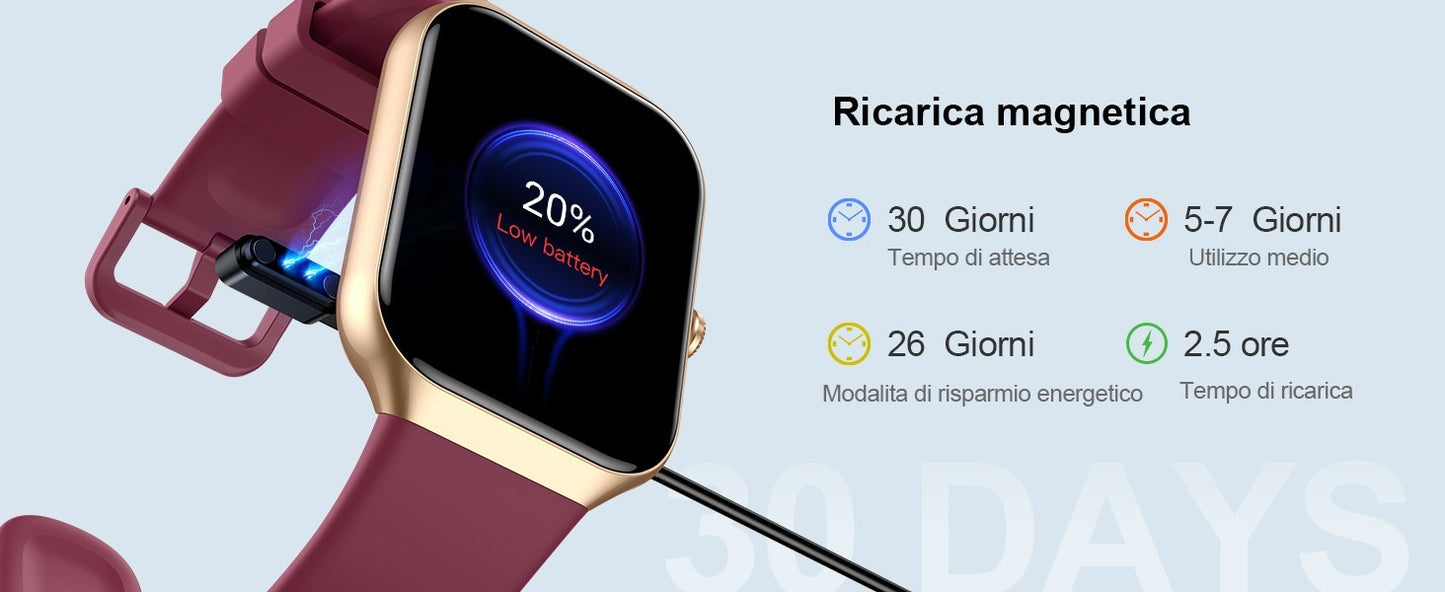 HOIFA P98 Smartwatch Uomo Donna 1,96" Chiamate SpO2 Cardio Sonno 113+ Sport IP68