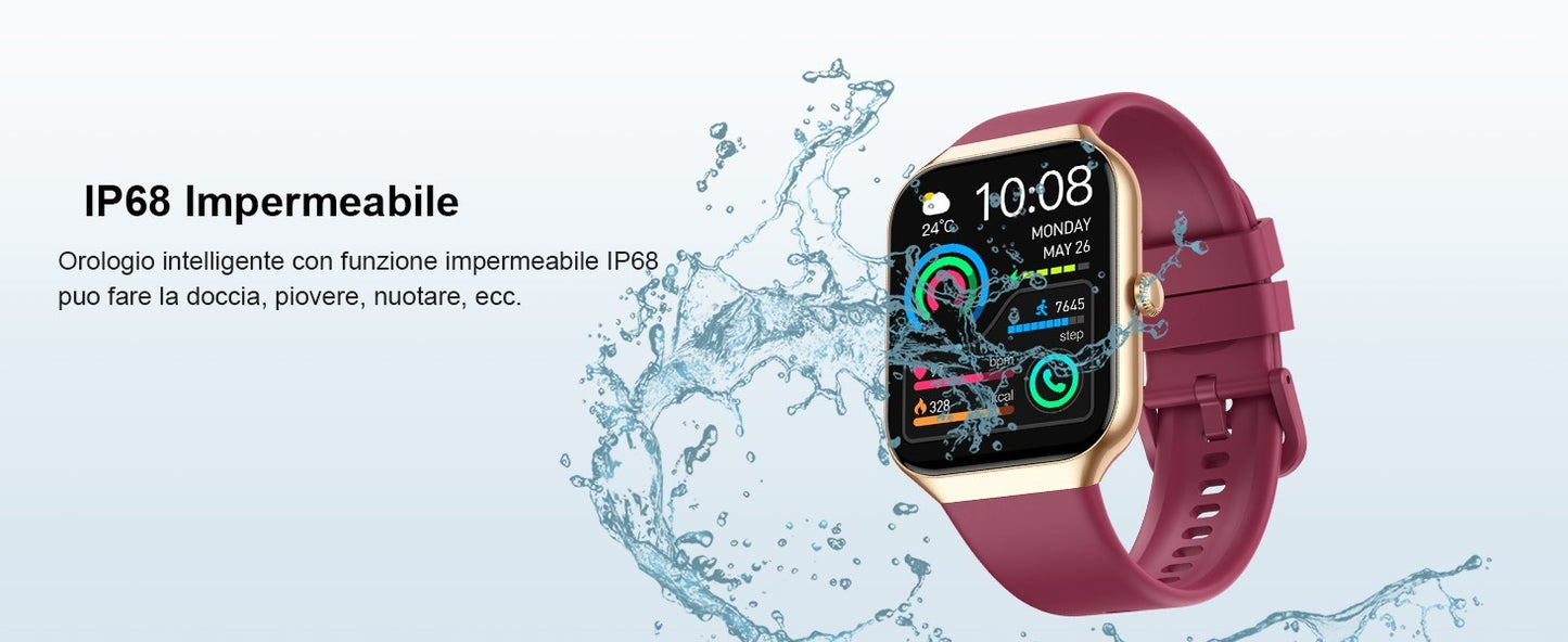 HOIFA P98 Smartwatch Uomo Donna 1,96" Chiamate SpO2 Cardio Sonno 113+ Sport IP68
