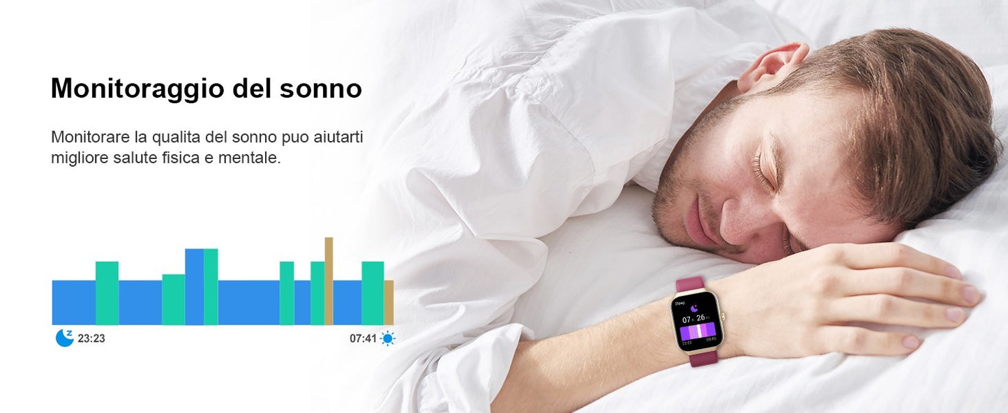 HOIFA P98 Smartwatch Uomo Donna 1,96" Chiamate SpO2 Cardio Sonno 113+ Sport IP68