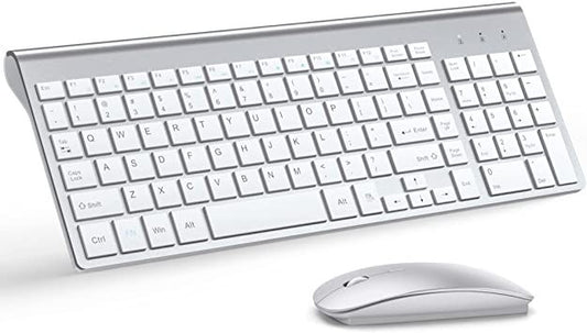 Set Tastiera Mouse Wireless TopMate KM9000 2.4GHz 2400DPI Silenzioso USB Bianco