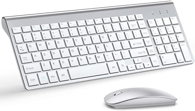 Set Tastiera Mouse Wireless TopMate KM9000 2.4GHz 2400DPI Silenzioso USB Bianco