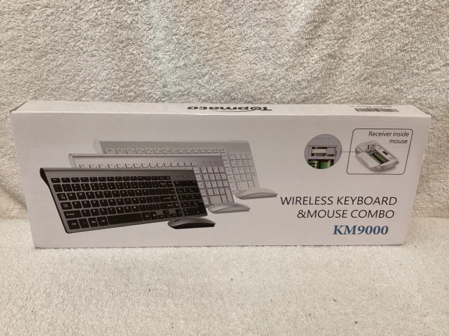 Set Tastiera Mouse Wireless TopMate KM9000 2.4GHz 2400DPI Silenzioso USB Bianco