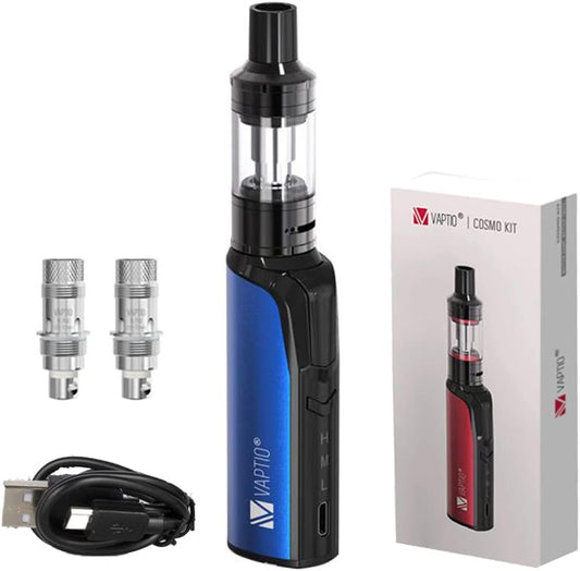 VAPTIO Cosmo Kit Sigaretta Elettronica 1500mAh Batteria 30W Vape Pen con Serbatoio Cosmo da 2,0 ml, 2 pezzi Bobina Cosmo 0,7ohm/1,6ohm,No E Liquid No Nicotina(silver)